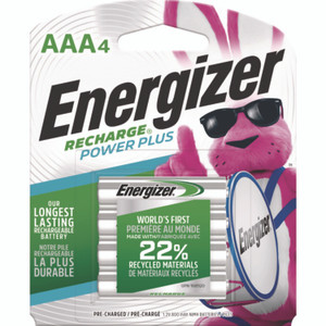 Energizer NiMH Rechargeable AAA Batteries, 1.2 V, 4/Pack