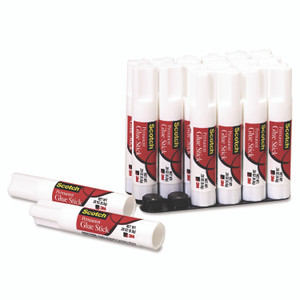 Scotch Permanent Glue Stick, 0.28 oz, Dries Clear, 18/Pack