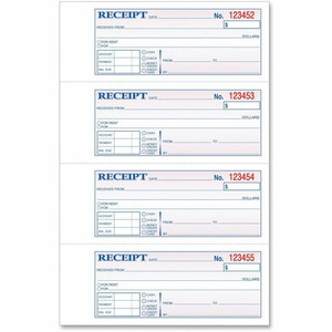 TOPS Money/Rent Receipt Book - 2 Part - Carbonless Copy - 2.75" x 7.25" Sheet Size - Assorted Sheet(s) - Blue Print Color - (TOP46806)