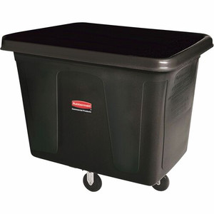 Rubbermaid Commercial 300-lb Capacity Cube Truck - 44.91 gal Capacity - Cube - Durable - 28.1" Height x 26" Width - Metal, High-density Polyethylene (HDPE)