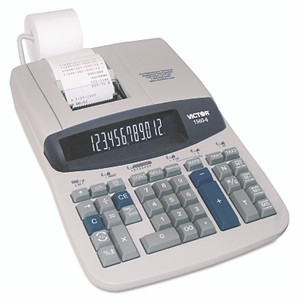 Victor 15606 Printing Calculator - Clock, Date, Big Display, Independent Memory, Durable, Heavy Duty, Sign Change, Item Count, 4-Key Memory - AC Supply Powered - 2.8" Height x 8.8" Width x 12.5" Depth - Gray (VCT15606)