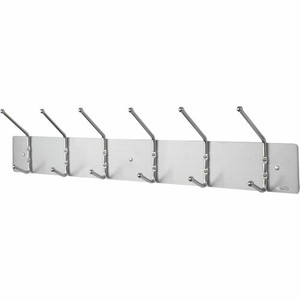 Safco 6-Hook Contemporary Steel Coat Hooks - 6 Hooks - 10 lb (4.54 kg) Capacity - 7" Height x 36" Width - for Garment - Steel
