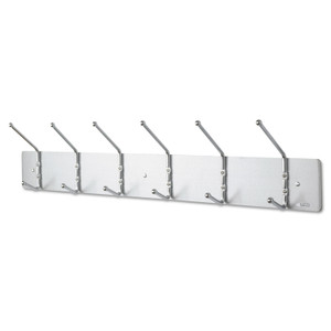 Safco Metal Wall Rack, Six Ball-Tipped Double-Hooks, Metal, 36w x 3.75d x 7h, Satin (SAF4162) View Product Image