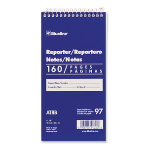 Blueline Reporters Note Pad, Medium/College Rule, Blue Cover, 80 White 4 x 8 Sheets (REDAT8B) View Product Image
