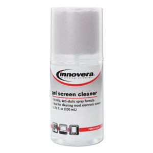 Innovera Anti-Static Gel Screen Cleaner, with Gray Microfiber Cloth, 4 oz Spray Bottle (IVR51520) View Product Image