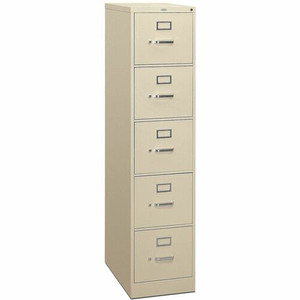 HON 310 H315 File Cabinet - 60" Height x 15" Width x 26.5" Depth - 5 - Finish: Putty