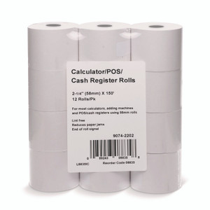 Iconex Impact Bond Paper Rolls, 2.25" x 150 ft, White, 12/Pack