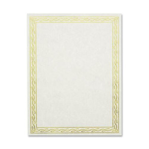 Geographics Premium Gold Foil Border Certificates - 28 lb Basis Weight - 8.5" Width x 11" Length - Inkjet, Laser Compatible - Gold with Gold Border - Parchment Paper