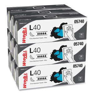 WypAll L40 Towels, POP-UP Box, 9.8 x 16.4, Blue, 100/Box, 9 Boxes/Carton