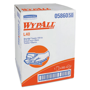 WypAll L40 Towels, Dry Up Towels, 19.5 x 42, White, 200 Towels/Roll (KCC05860) View Product Image