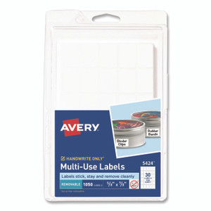 Avery Removable Multi-Use Labels, Handwrite Only, 0.63 x 0.88, White, 30/Sheet, 35 Sheets/Pack, (5424)