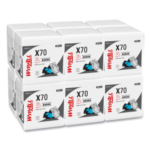 WypAll X70 Cloths, 1/4 Fold, 12.5 x 12, White, 76/Pack, 12 Packs/Carton