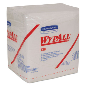 WypAll X70 Cloths, 1/4 Fold, 12.5 x 12, White, 76/Pack, 12 Packs/Carton (KCC41200) View Product Image