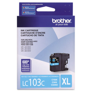 Brother LC103C Innobella High-Yield Ink, 600 Page-Yield, Cyan (BRTLC103C) View Product Image