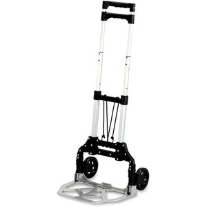 Safco Stow-Away Hand Truck - Telescopic Handle - 110 lb Load Capacity - 4 Casters - 5" Caster Size - Aluminum
