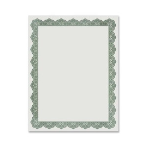 Geographics Blank Award Parchment Certificates - 24 lb Basis Weight - 8.5" Width x 11" Length - Inkjet, Laser Compatible - Green with Green Border - Parchment Paper