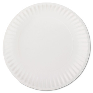 AJM Packaging Corporation White Paper Plates, 9" dia, 100/Pack (AJMPP9GREWHPK) View Product Image