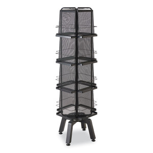 Safco Onyx Mesh Rotating Magazine Display, 16 Compartments, 18.27w x 18.27d x 58.55h, Black