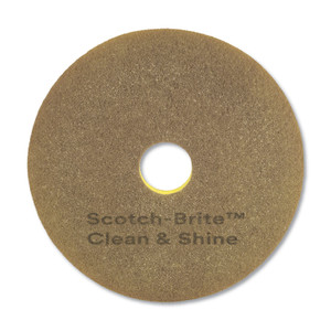 Scotch-Brite Clean and Shine Pad, 17" Diameter, Brown/Yellow, 5/Carton (MMM09544) View Product Image