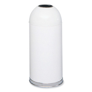 Safco Open Top Dome Receptacle, 15 gal, Steel, White