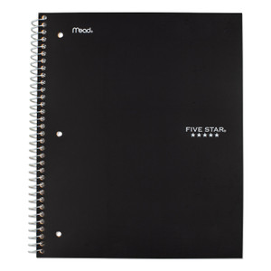 Five Star Wirebound Notebook with Two Pockets, 1-Subject, Medium/College Rule, Black Cover, (100) 11 x 8.5 Sheets View Product Image