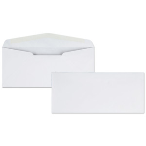 Quality Park Business Envelope, #10, Commercial Flap, Diagonal Seam, Gummed Closure, 24 lb Bond Weight Paper, 4.13 x 9.5, White, 500/Box (QUA11112) View Product Image