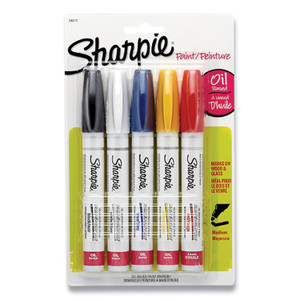 Sharpie Permanent Paint Marker, Medium Bullet Tip, Assorted Colors, 5/Pack (SAN34971PP) View Product Image