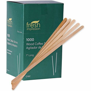 Eco-Products 7" Wooden Stir Sticks - 7" Length - Wood - Woodgrain
