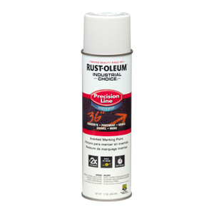 Rust-Oleum Industrial Choice M1800 System Water-Based Precision Line Marking Paint, Flat White, 17 oz Aerosol Can, 12/Carton