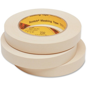 Scotch 232 High-performance Masking Tape - 60 yd Length x 0.75" Width x 6.3 mil Thickness - 3" Core - Cream - Rubber Backing - Solvent Resistant