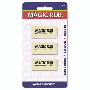 Prismacolor MAGIC RUB Eraser, For Pencil/Ink Marks, Rectangular Block, Medium, Off White, 3/Pack