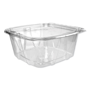 Dart ClearPac SafeSeal Tamper-Resistant/Evident Containers, Flat Lid, 64 oz, 8.1 x 7.8 x 3.3, Clear, Plastic, 100/Bag, 2 Bags/CT (DCCCH64DEF) View Product Image