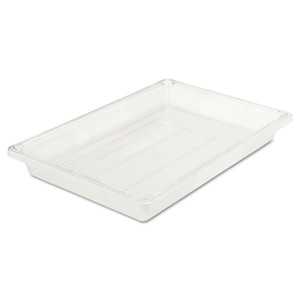 Rubbermaid Commercial Food/Tote Boxes, 5 gal, 26 x 18 x 3.5, Clear, Plastic