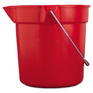 Rubbermaid Commercial BRUTE Round Utility Pail, 10 qt, Plastic, Red, 10.5" dia (RCP2963RED) View Product Image