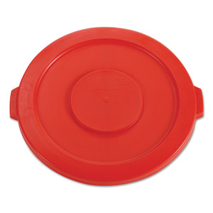 Rubbermaid Commercial BRUTE Self-Draining Flat Top Lids for 32 gal Round BRUTE Containers, 22.25" Diameter, Red (RCP2631RED) View Product Image