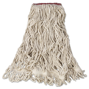 Rubbermaid Commercial Super Stitch Blend Mop Head, Large, Cotton/Synthetic, White, 6/Carton