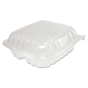 Dart ClearSeal Hinged-Lid Plastic Containers, 8.25 x 8.25 x 3, Clear, Plastic, 125/Pack, 2 Packs/Carton (DCCC90PST3) View Product Image