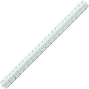 Staedtler 12" Triangular Engineer Scale - 12" Length x 1" Width - 1/10 Graduations - Imperial, Metric Measuring System - Plastic - White