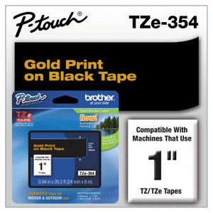 Brother P-Touch TZe Standard Adhesive Laminated Labeling Tape, 0.94" x 26.2 ft, Gold on Black Brother P-Touch TZe Standard Adhesive Laminated Labeling Tape, 0.94" x 26.2 ft, Gold on Black