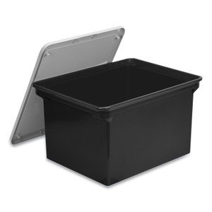 Storex Tote with Comfort Edges, Legal/Letter, 13.9" x 18.3" x 10.6", Black, 4/Carton