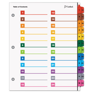 Cardinal OneStep Printable Table of Contents and Dividers - Double Column, 24-Tab, 1 to 24, 11 x 8.5, White, 1 Set