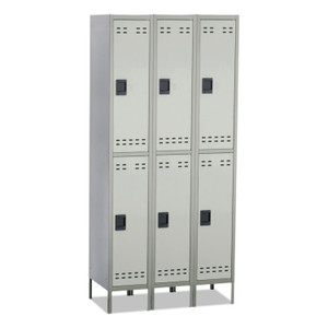 Safco Double-Tier, Three-Column Locker, 36w x 18d x 78h, Two-Tone Gray