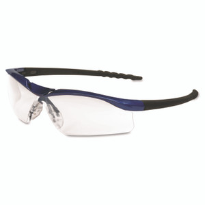MCR Safety Dallas Wraparound Safety Glasses, Metallic Blue Frame, Clear Anti-Fog Lens