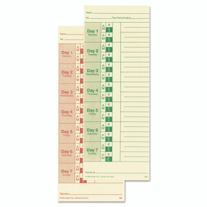 Lathem Time Time Clock Cards for All Standard Side-Print Time Clocks, Two Sides, 3.5 x 9, 100/Pack
