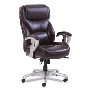 SertaPedic Emerson Big and Tall Task Chair, Supports Up to 400 lb, 19.5" to 22.5" Seat Height, Brown Seat/Back, Silver Base (SRJ49416BRW) View Product Image