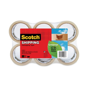 Scotch Greener Commercial Grade Packaging Tape, 3" Core, 1.88" x 49.2 yds, Clear, 6/Pack (MMM3750G6) View Product Image