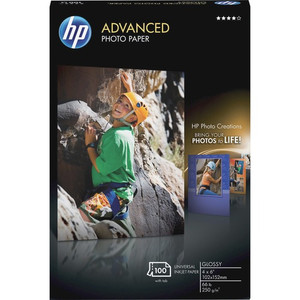 HP Advanced Glossy Photo Paper - 4" x 6" - 66 lb Basis Weight - Glossy - Quick Drying, Smudge Resistant, Durable - Glossy