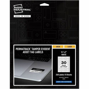 Avery PermaTrack Tamper-Evident Asset Tag Labels - 0.75" Length x 2" Width - Rectangular - Matte White
