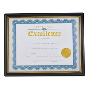 Universal Document Frames, Plastic, 8.5 x 10 Insert, Black/Gold, 3/Pack (UNV76847) View Product Image