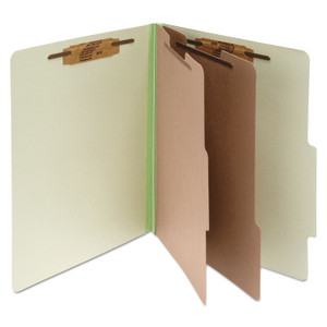 ACCO Pressboard Classification Folders, 3" Expansion, 2 Dividers, 6 Fasteners, Legal Size, Leaf Green Exterior, 10/Box (ACC16046) View Product Image
